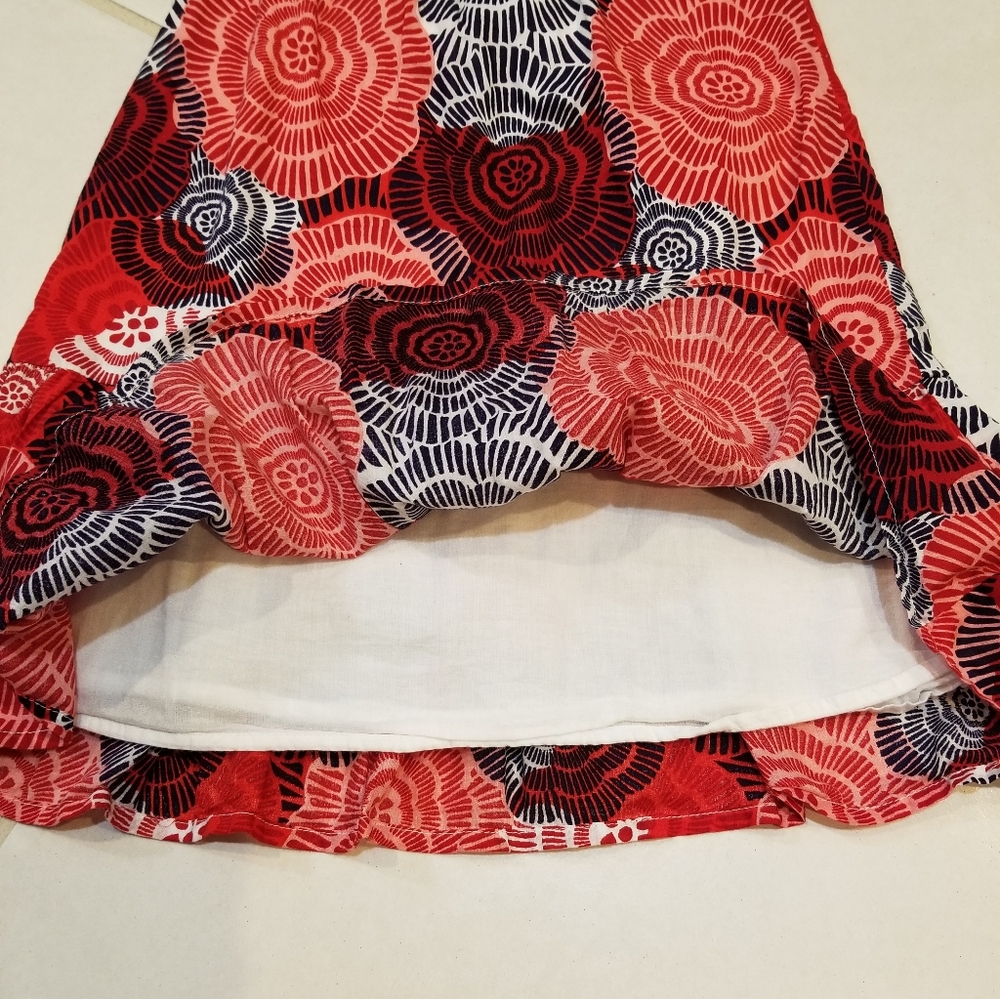 Old Navy Red Floral Ruffle Hem Spaghetti Strap Tank Dress 4T - Picture 5 of 8